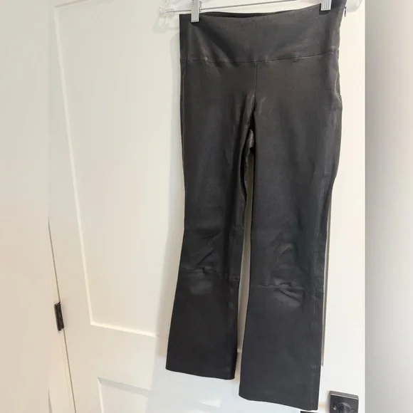 Theory Urban Slim Leather Flare Pants, Size 4